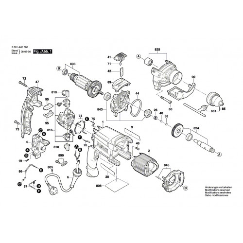 Запчасти для дрели Bosch GSB 16RE (3601A4E600)